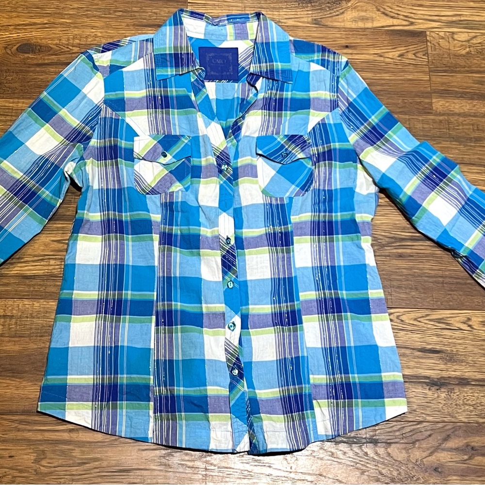 Catos Striped Button Down Shirt Size Large